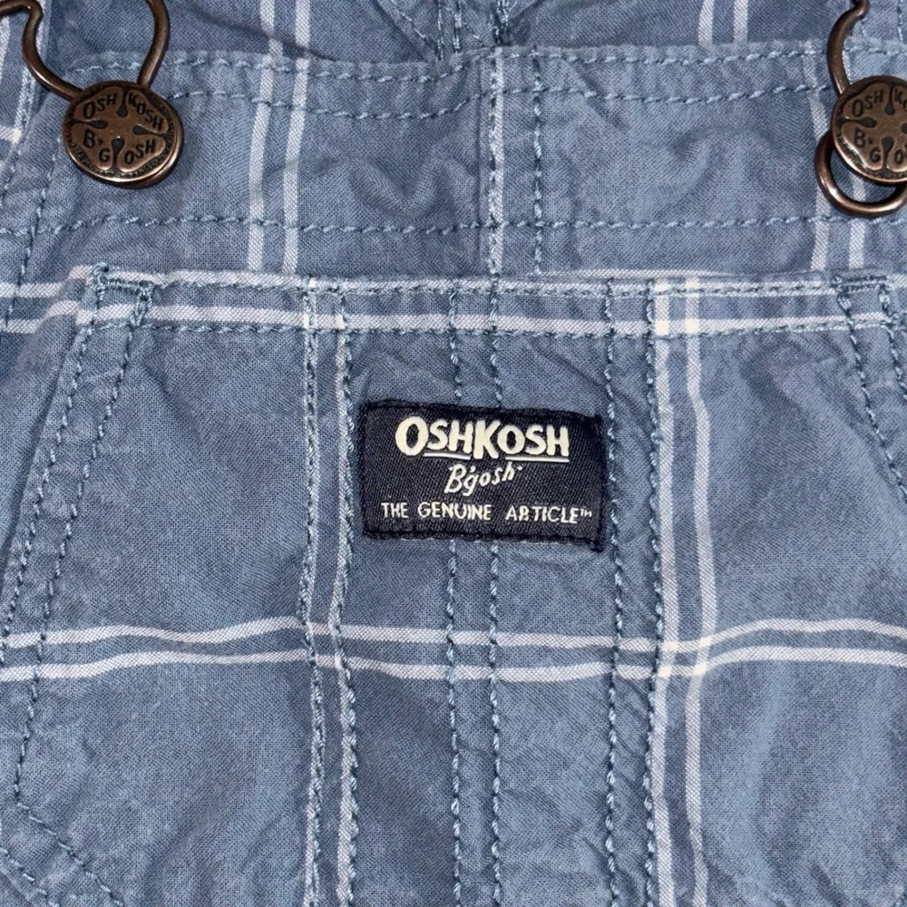 OshKosh B'gosh Toddler Boys Blue Plaid Vestbak Shorts Overalls 3T 2S607210
